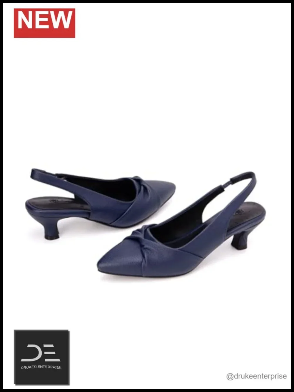 Slingback Kitten Heels Pointed Toe Pumps Faux Leather
